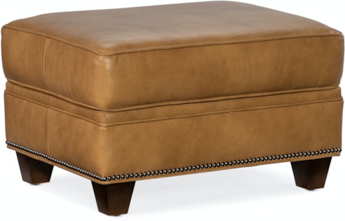 Transitional Accent Ottoman with Nailhead Trim