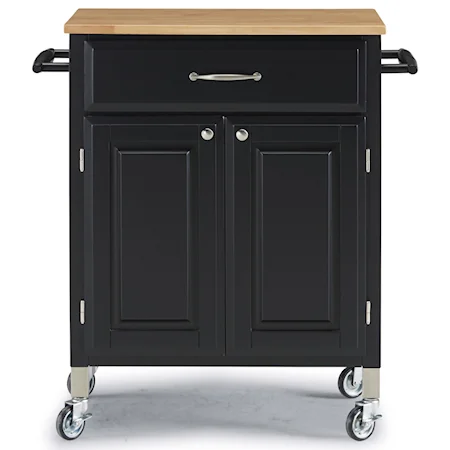 Casual Kitchen Cart with Adjustable Shelf and Casters