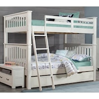 Mission Style Full Over Full Bunk Bed with Trundle and Hanging Tray