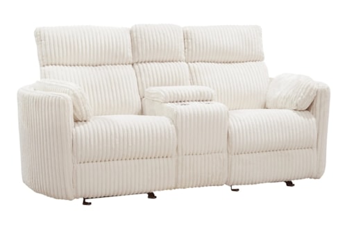 Casual Power Reclining Glider Loveseat with Storage Console
