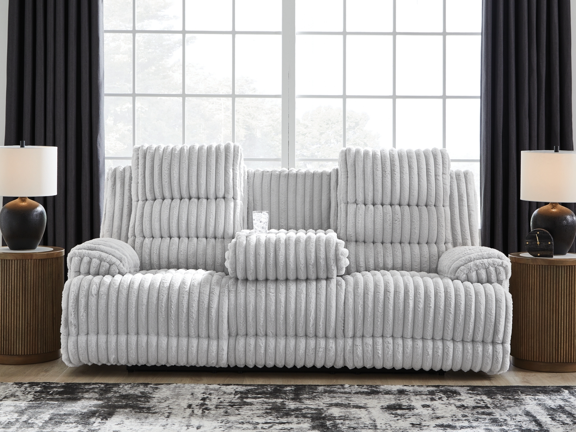 Signature Design by Ashley Rhine Falls Rec Pwr Sofa W/ Drop Down Table