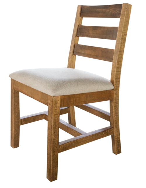 Rustic Solid Wood Chair with Upholstered Seat
