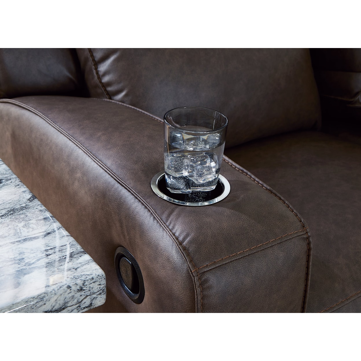 Benchcraft Lavenhorne Reclining Sofa w/Drop Down Table