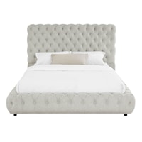 Contemporary Upholstered King Bed with Tufted Headboard and Footboard - Dove