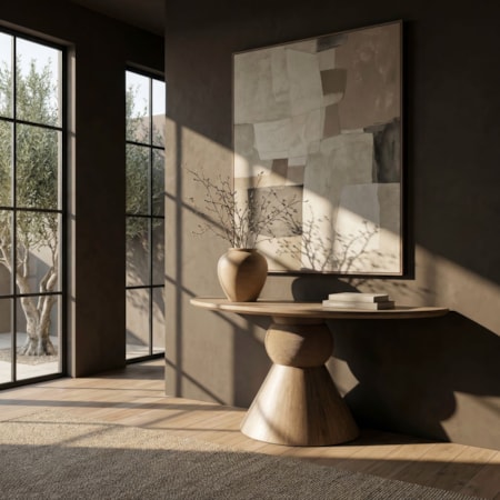Demilune Pedestal Console Table