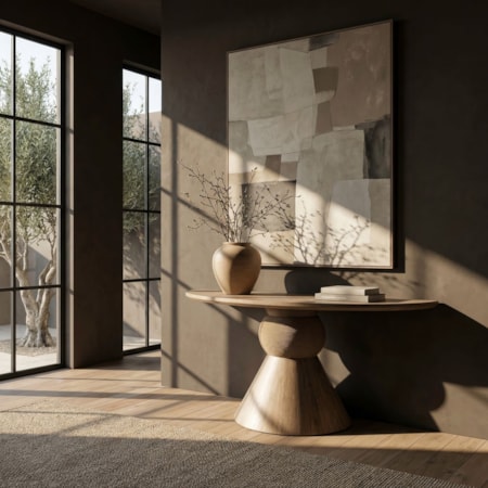 Demilune Pedestal Console Table