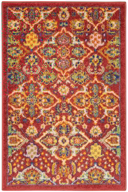 2' x 3' Red Multicolor Rectangle Rug