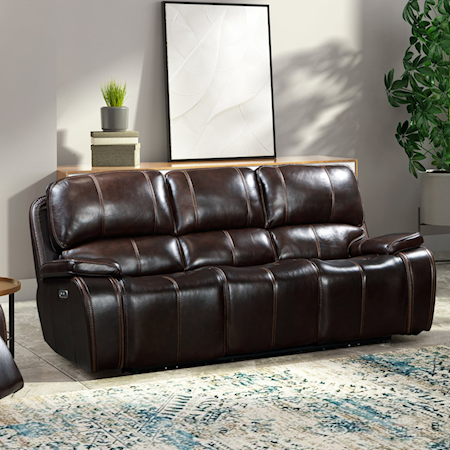 Casual Power Reclining Leather Sofa