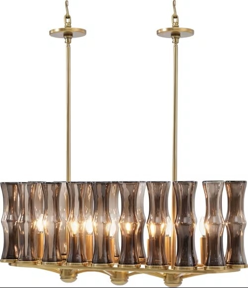 Contemporary 8-Light Chandelier with Smoked Glass Shade
