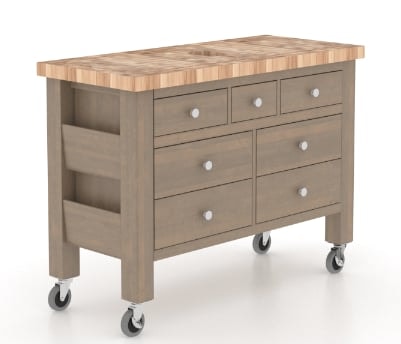 Transitional Customizable Kitchen Island with Wheels