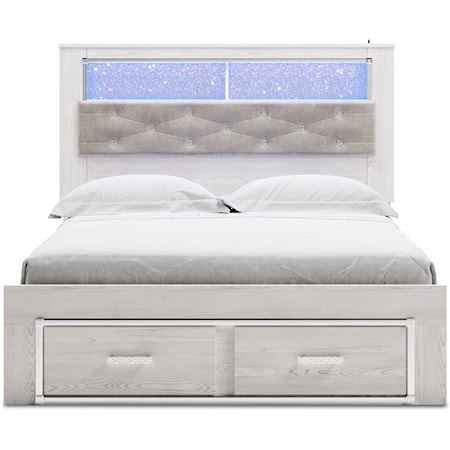 Queen Storage Bed with Uph Bookcase Hdbd