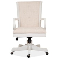 Farmhouse Upholstered Swivel Office Chair with Adjustable Seat Hight and Casters