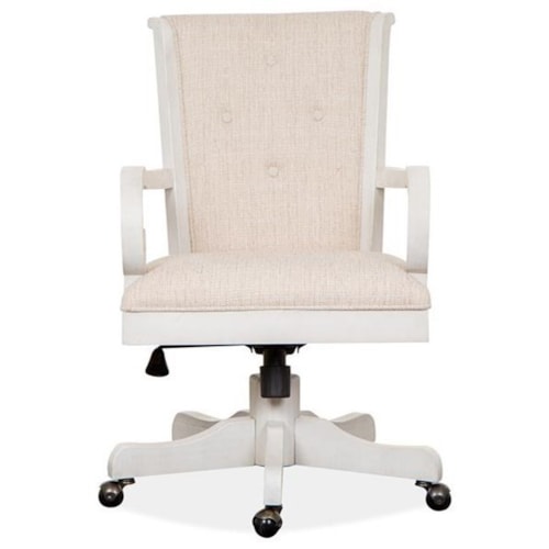 Farmhouse Upholstered Swivel Office Chair with Adjustable Seat Hight and Casters