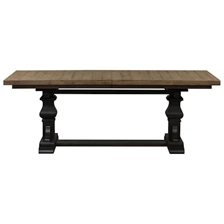 Transitional Two-Toned Trestle Table