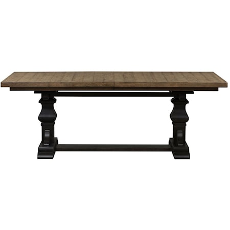 Transitional Two-Toned Trestle Table