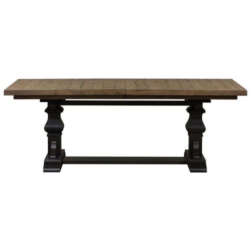 Transitional Two-Toned Trestle Table
