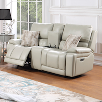 Casual Power Reclining Console Loveseat w/Power Headrests & USB Ports