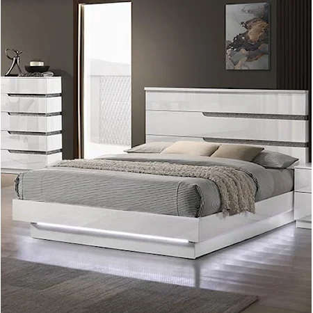 Contemporary Paradox Queen Panel Bed with LED Lighting