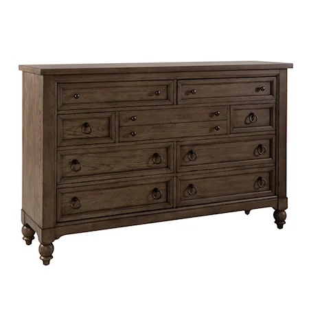 Transitional 9-Drawer Dresser with Dovetail Construction