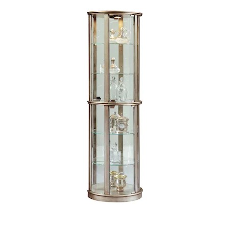 Contemporary Glass Door Curio Cabinet with Mirrored Back
