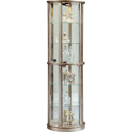Contemporary Glass Door Curio Cabinet with Mirrored Back