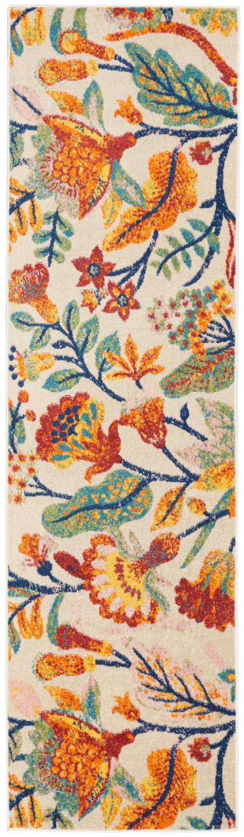 2'3" x 7'6" Ivory Multicolor Runner Rug
