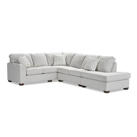 Contemporary 3-Piece Sectional Sofa with Tapered Block Feet