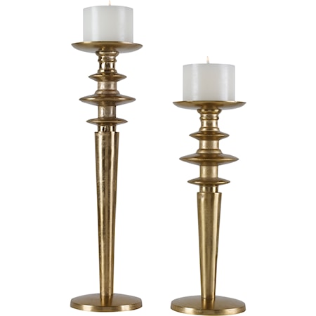 Highclere Gold Candleholders, S/2
