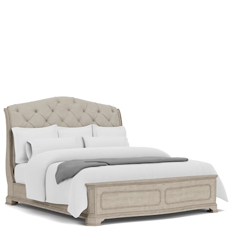 King Sleigh Bed with Upholstered Headboard