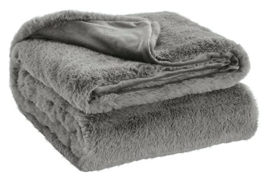 Throws Gariland Gray Faux Fur Throw by Signature Design by Ashley at Esprit Decor Home Furnishings