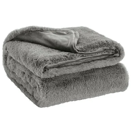 Gariland Gray Faux Fur Throw