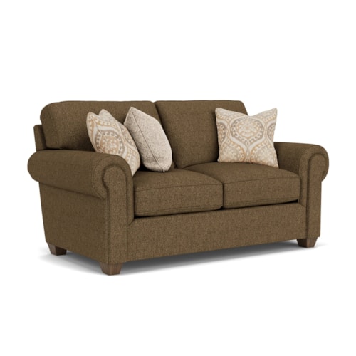 Transitional Loveseat with Rolled Arms