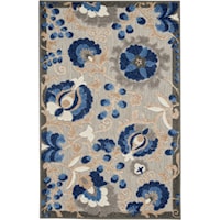 2'8" x 4' Natural/Blue Rectangle Rug