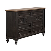 Transitional 9-Drawer Dresser with Dovetail Construction