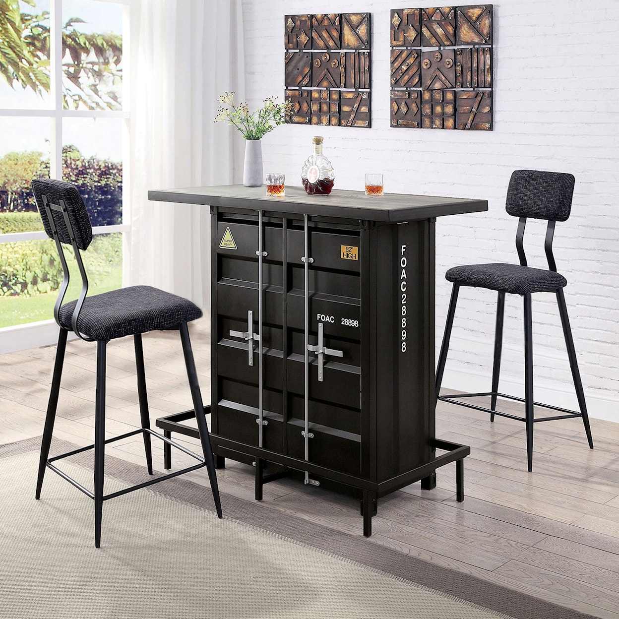 Furniture of America Esdargo 3-Piece Bar Height Table Set
