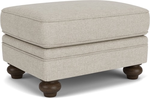 Transitional Upholstered Ottoman with Bun Feet