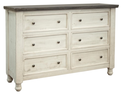 Farmhouse Two-Tone Dresser with 6 Drawers