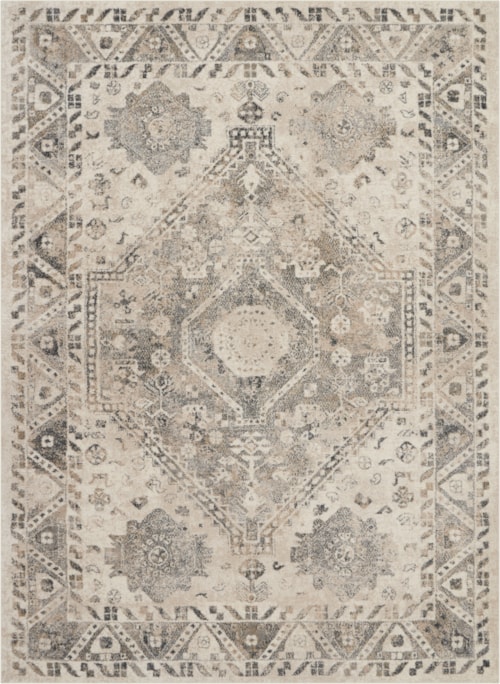 7'10" x 10'6" Cream/Grey Rectangle Rug