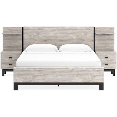 Contemporary King Panel Bed with Extensions