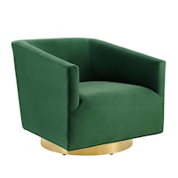 Accent Lounge Performance Velvet Swivel Chair - Green/Gold