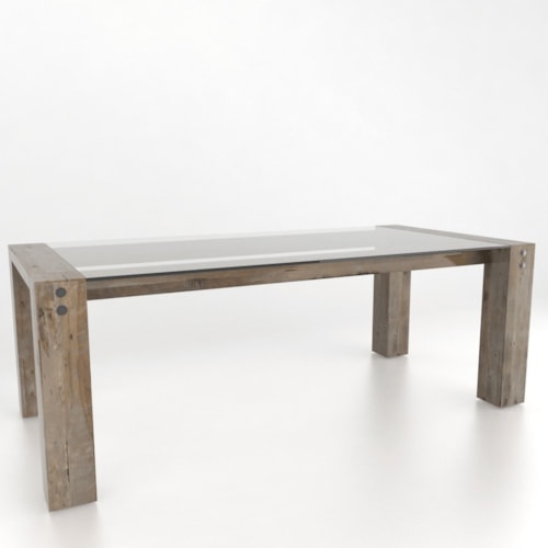Industrial Customizable Glass Top Dining Table