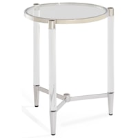 Glass Top and Steel Base Round End Table