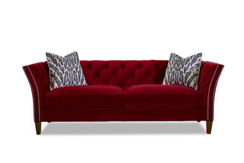 Transitional Button Tufted Sofa with Nailheads