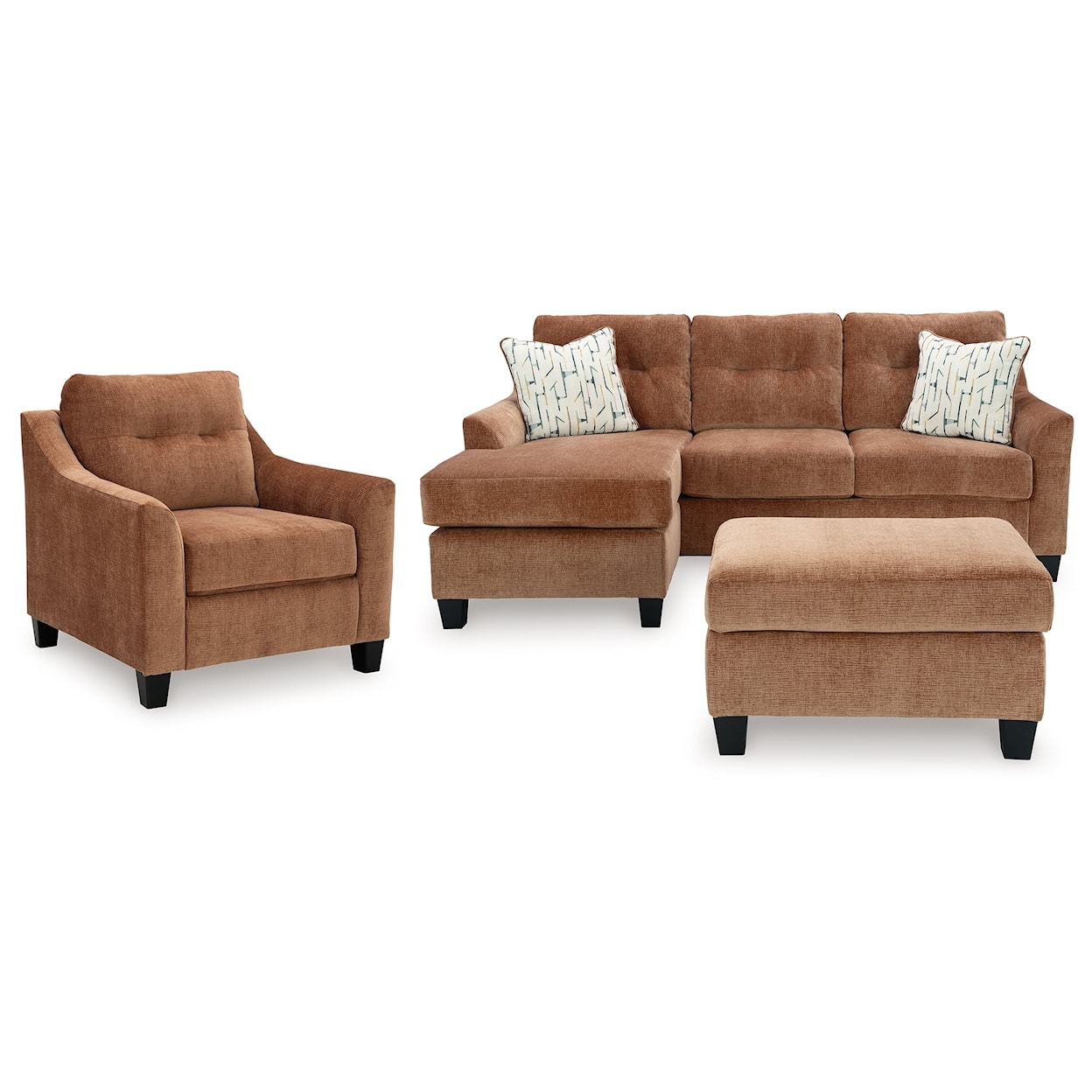 JB King Amity Bay Sofa Chaise, Chair, and Ottoman