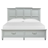 Contemporary Queen Panel Bed with Footboard Storage