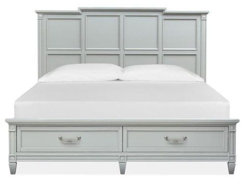 Contemporary Queen Panel Bed with Footboard Storage