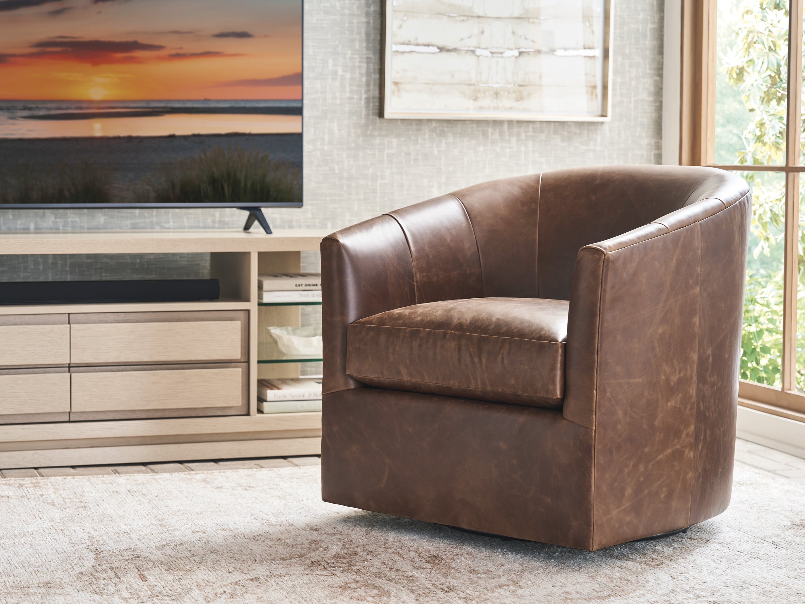 Candice Leather Swivel Chair