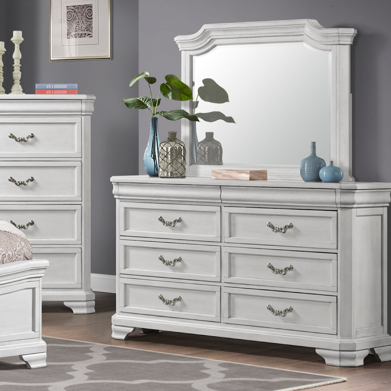 New Classic Lyndhurst 6-Drawer Dresser with Mirror