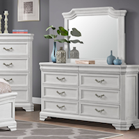 Traditional 6-Drawer Dresser and Arched Mirror