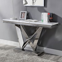 Glam Sofa Table with Faux Marble Top